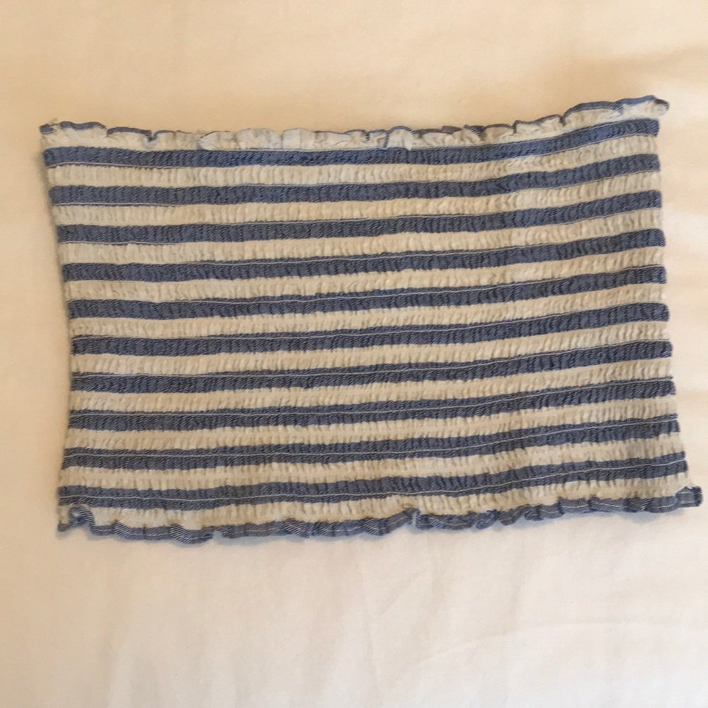 Cotton Candy LA Blue & White Striped Tube Top